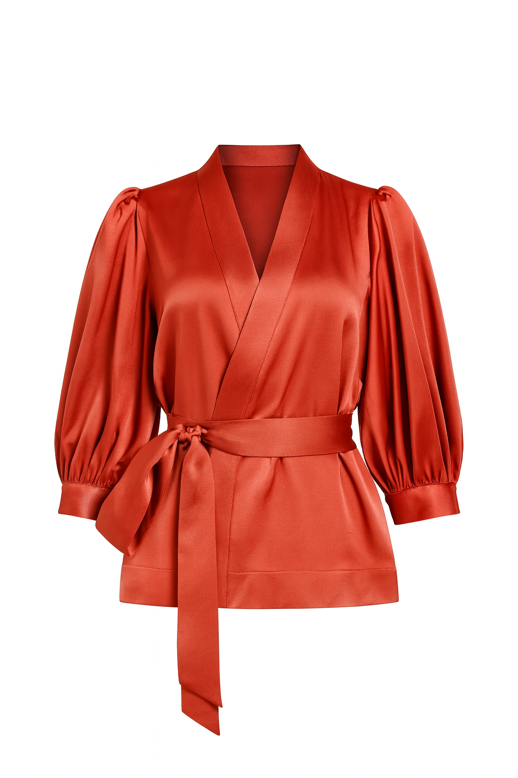 Sarah Satin Kimono Wrap Blouse