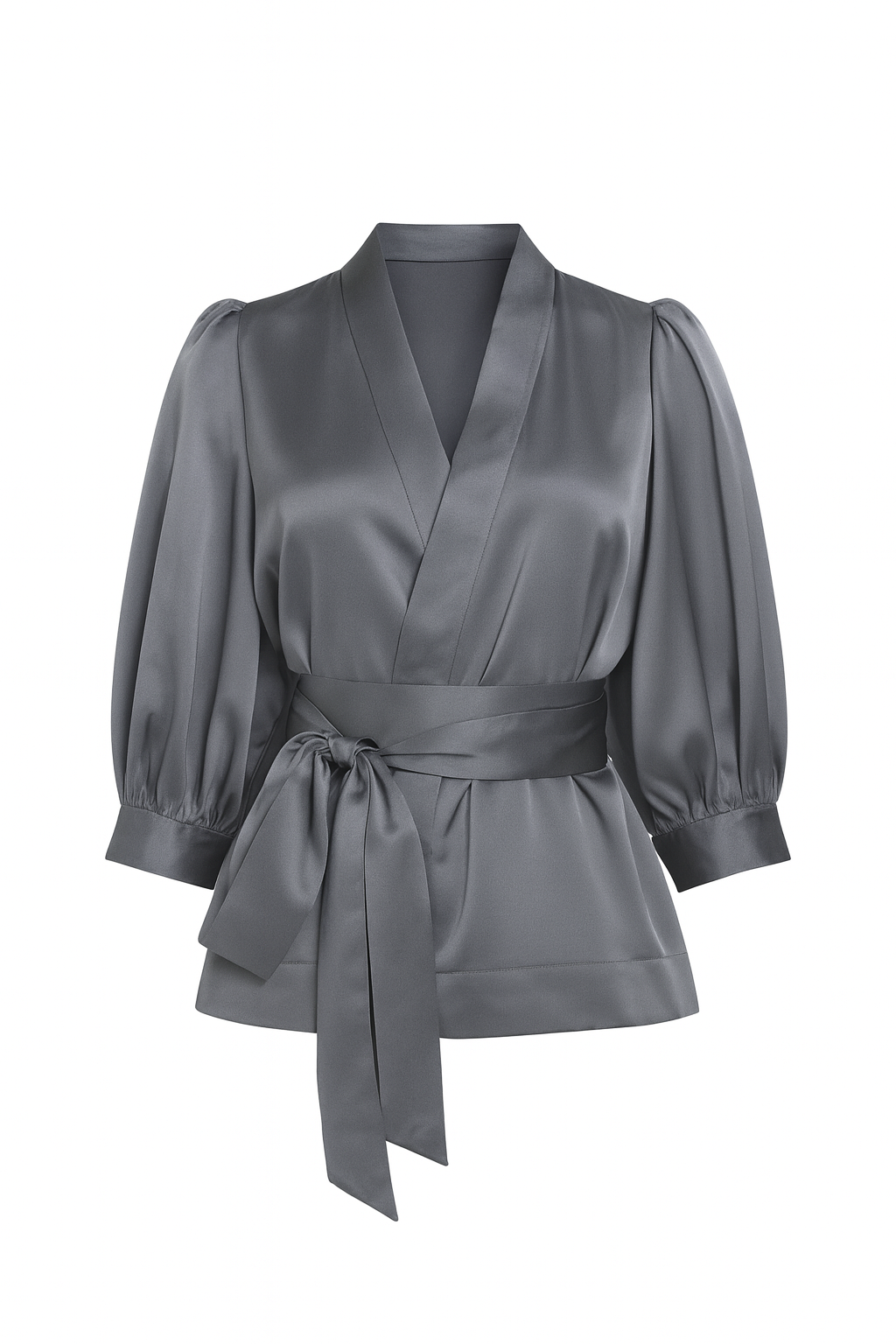 Sarah Satin Kimono Wrap Blouse