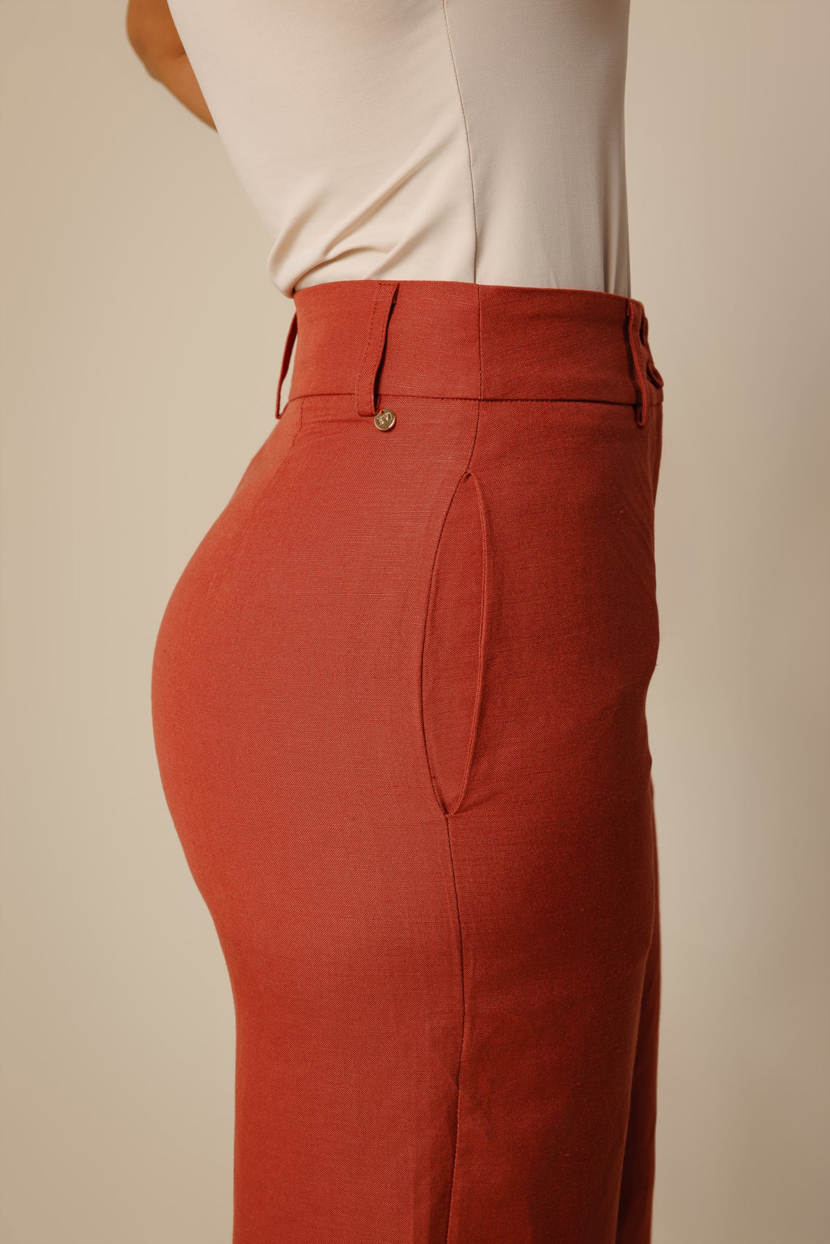 Esther Linen Wide-leg Trousers