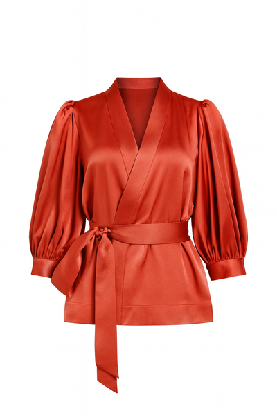 Sarah Satin  Kimono Wrap Blouse