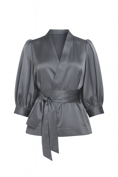 Sarah Satin  Kimono Wrap Blouse