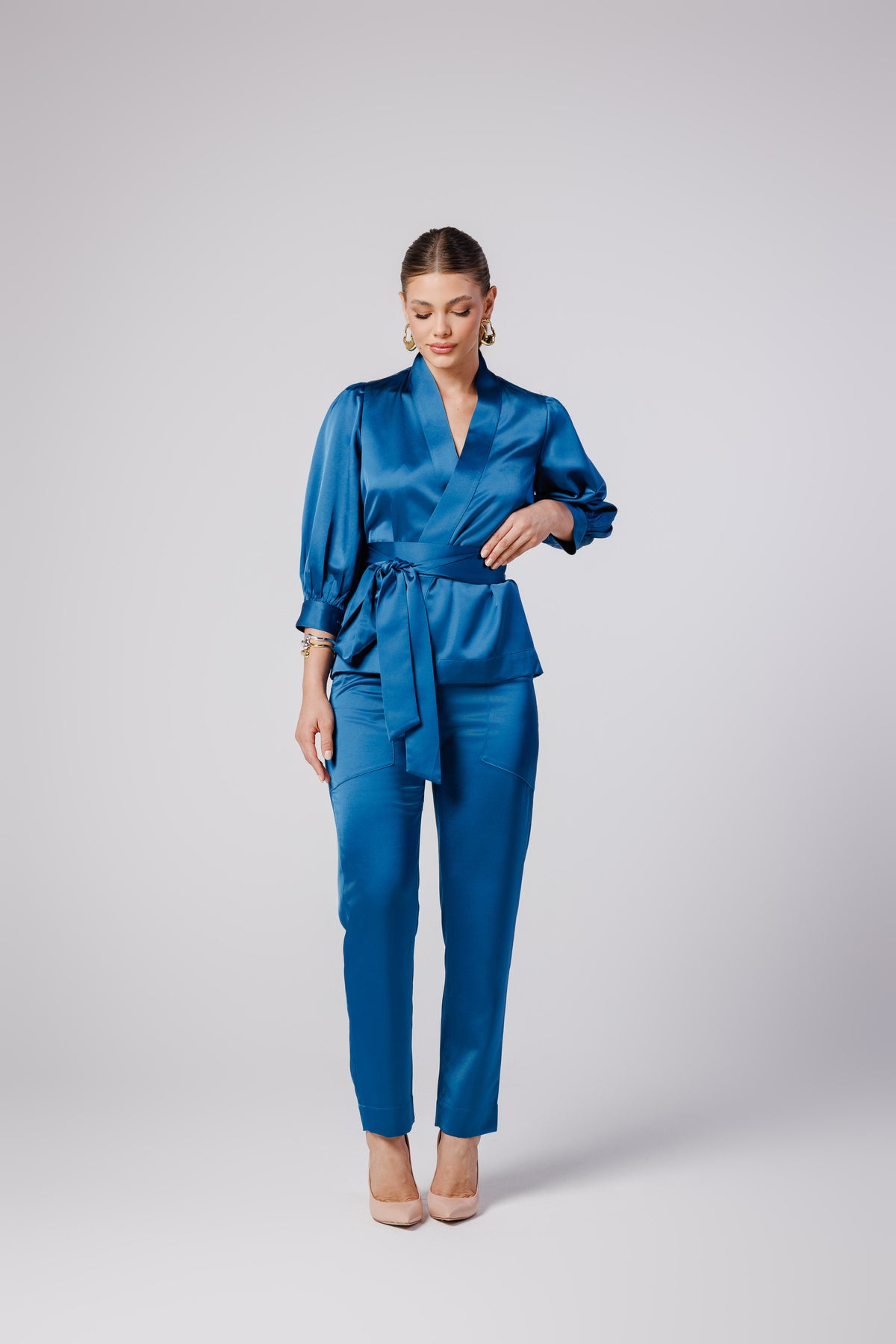 Sarah Satin  Kimono Wrap Blouse