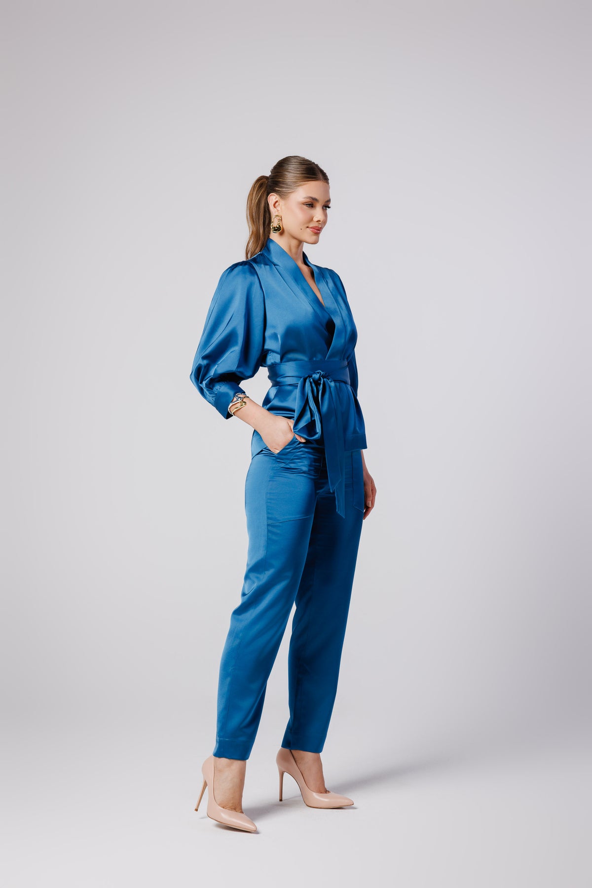 Sarah Satin  Kimono Wrap Blouse