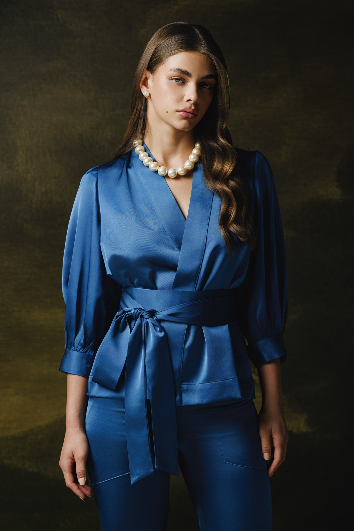 Sarah Satin  Kimono Wrap Blouse