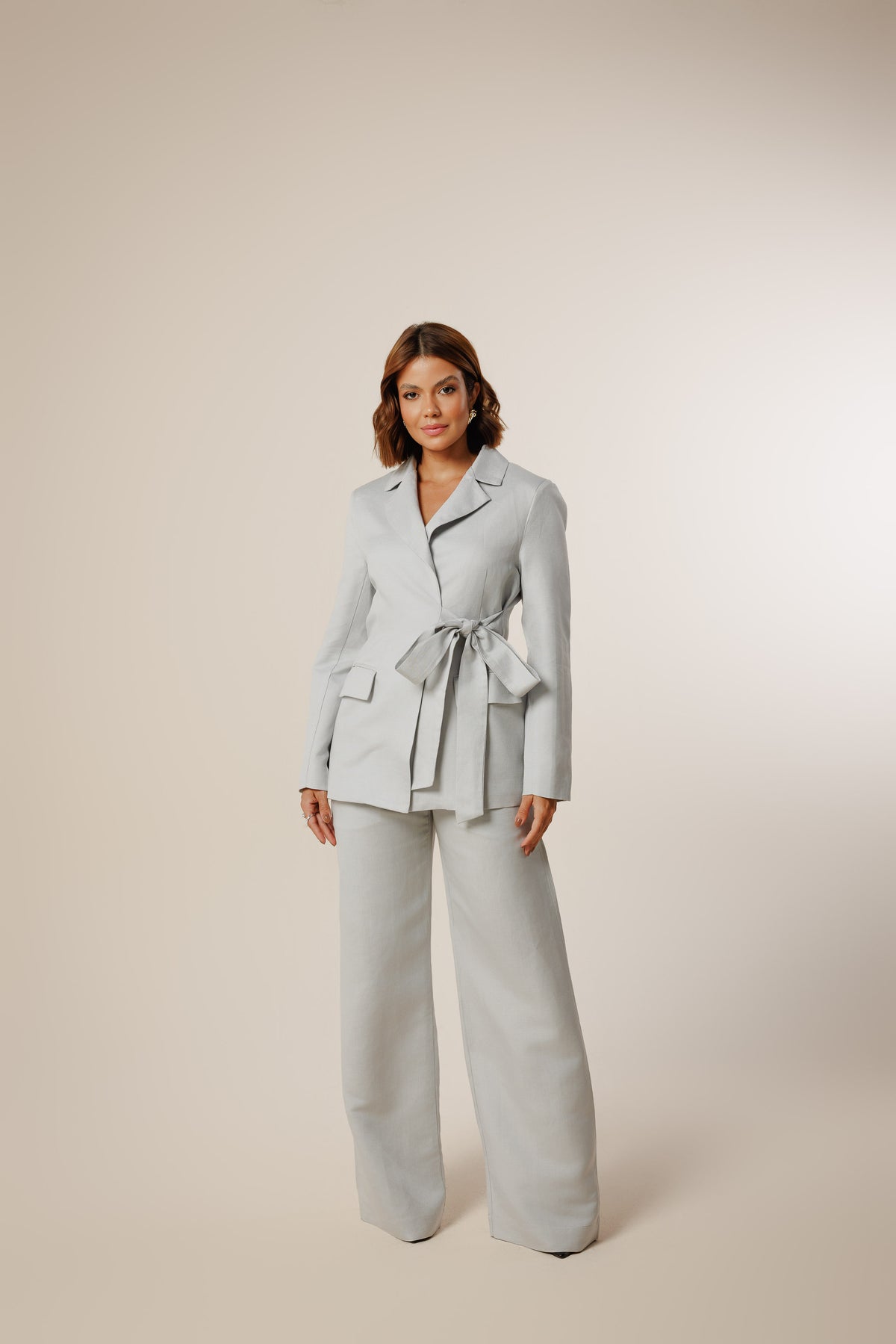Deborah Linen Belted Blazer