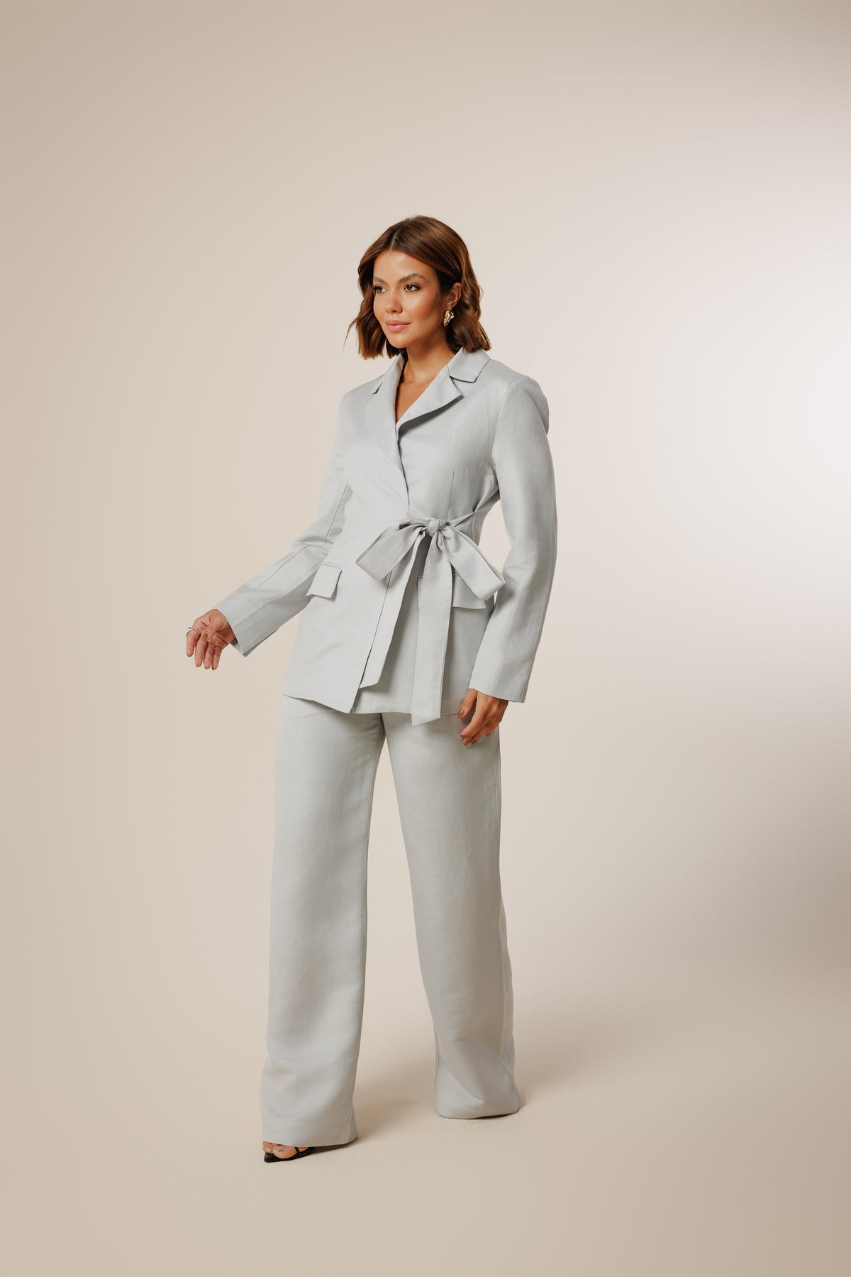 Deborah Linen Belted Blazer