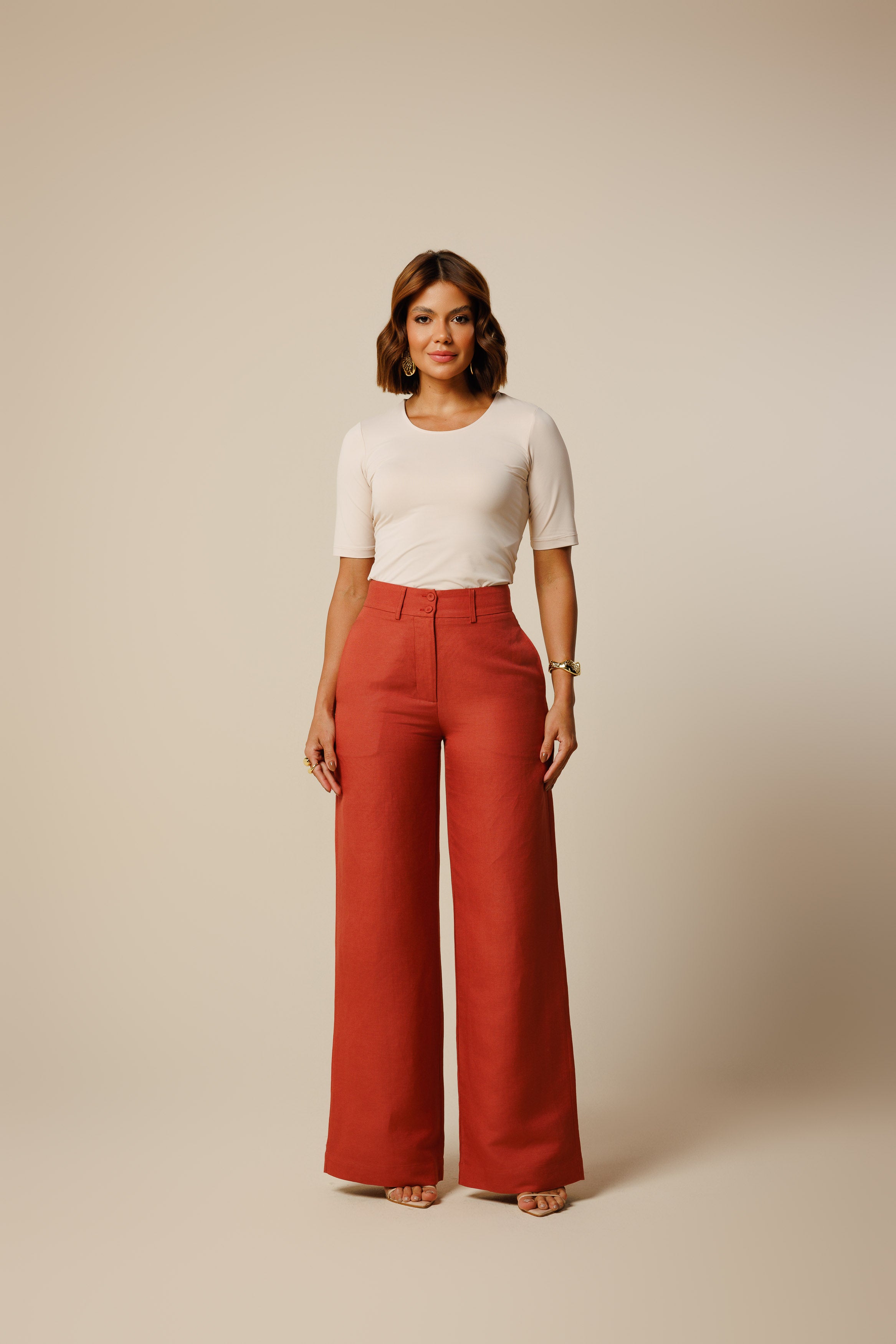 Esther Linen Wide-leg Pants