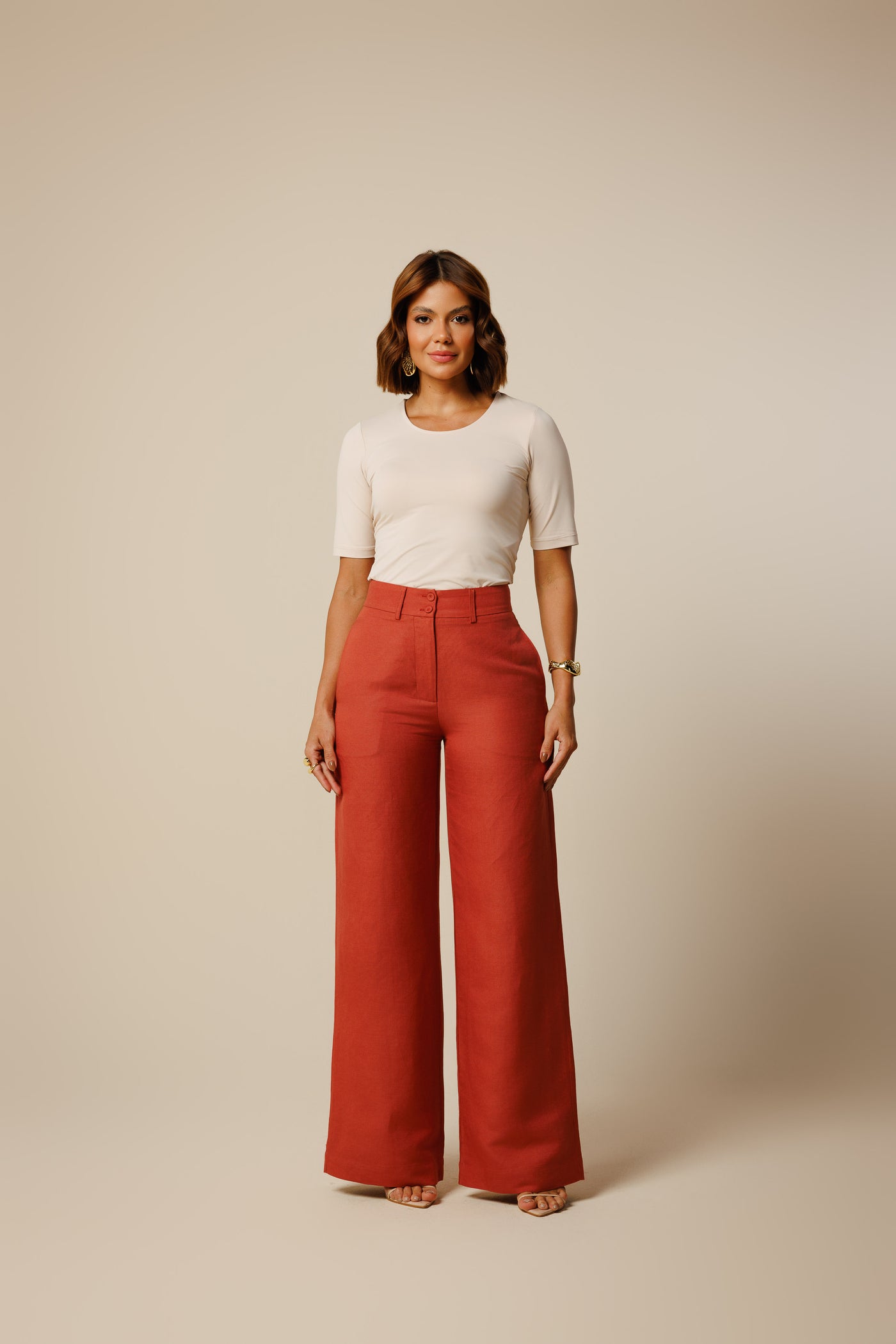 Esther Linen Wide-leg Pants