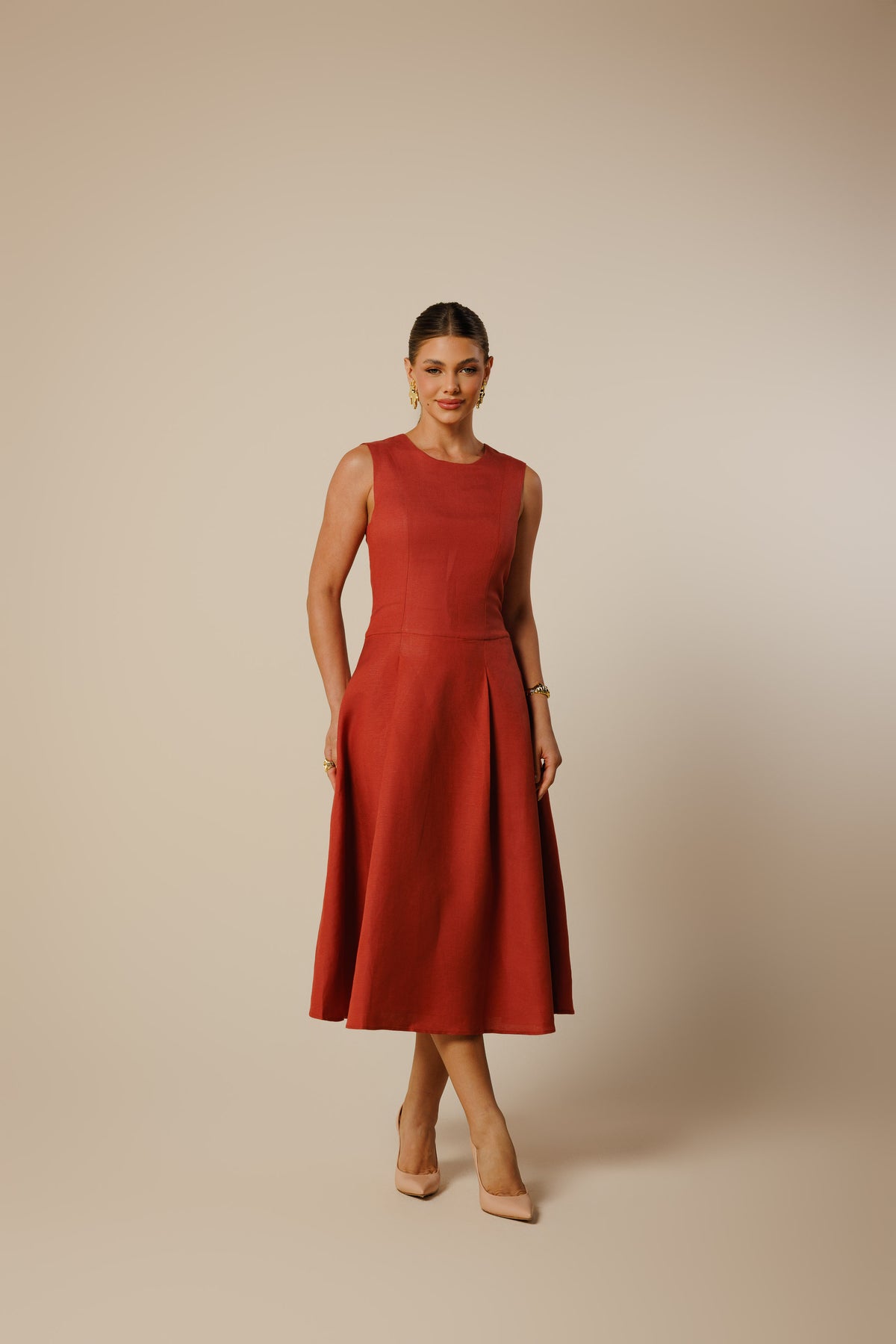 Hannah Linen Midi Dress