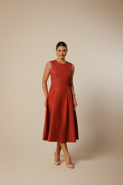 Hannah Linen Midi Dress