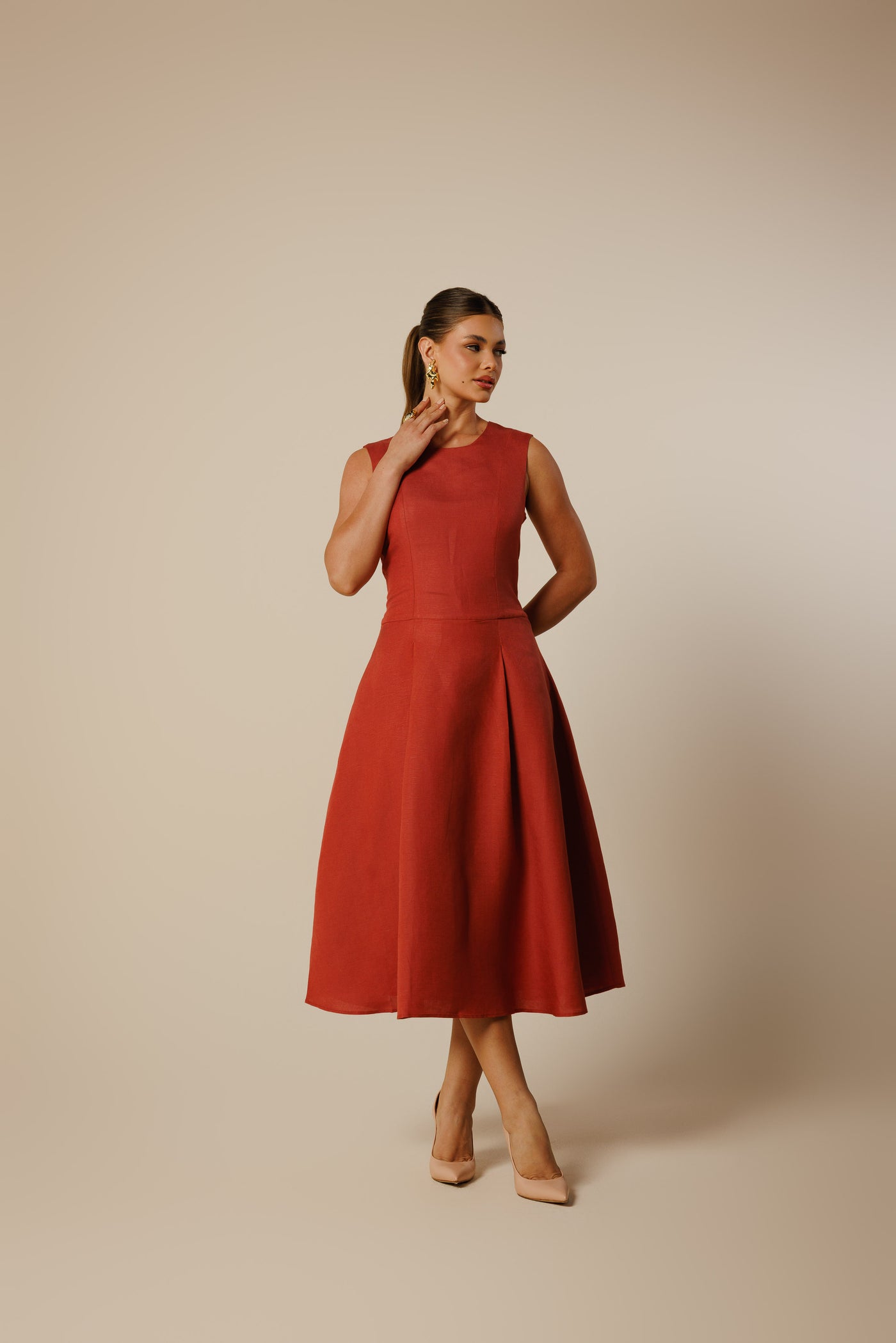 Hannah Linen Midi Dress